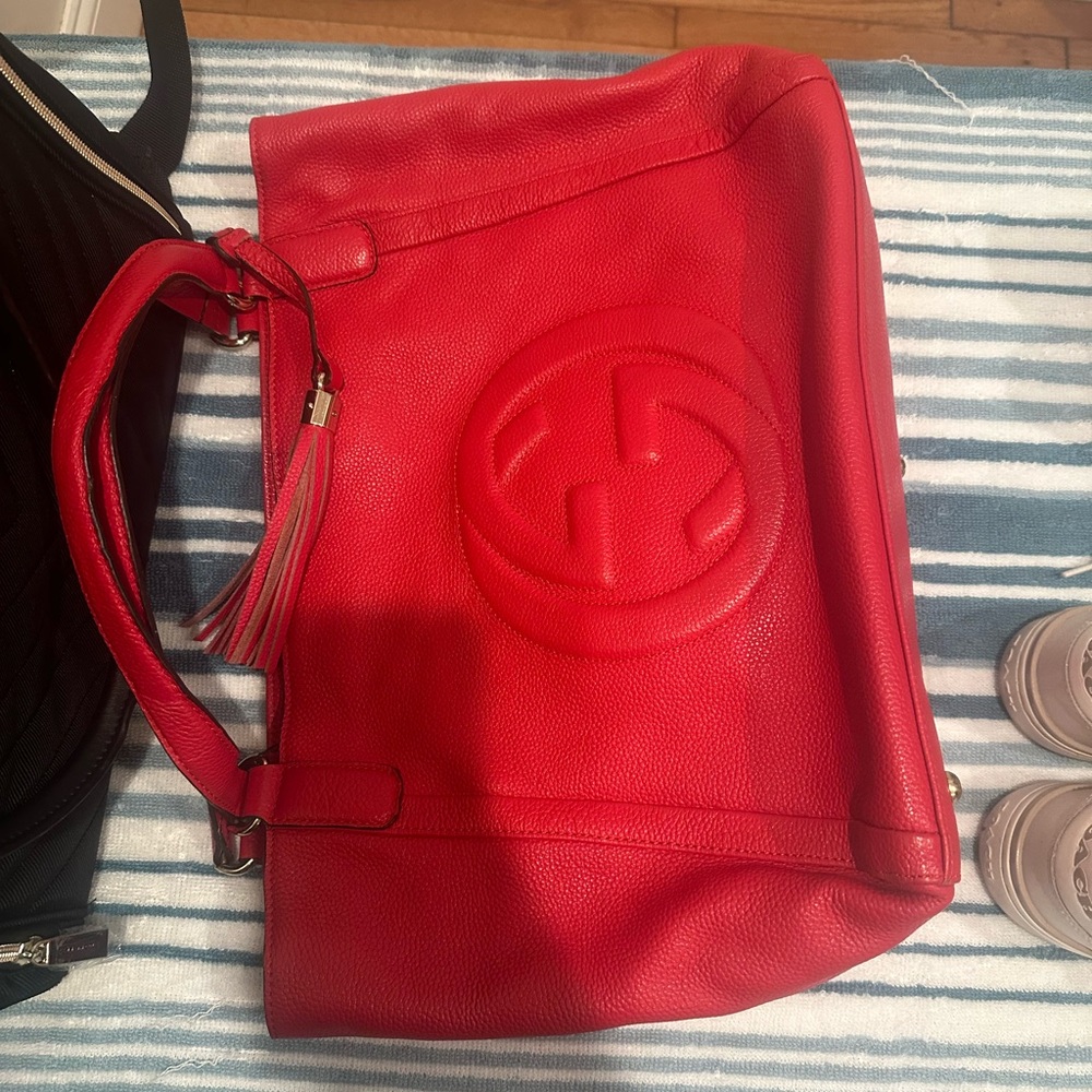 Red Leather Tote Bag